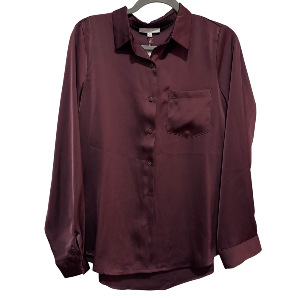 Skies are Blue - Long sleeve polyester button down blouse - Brown size Small NWT